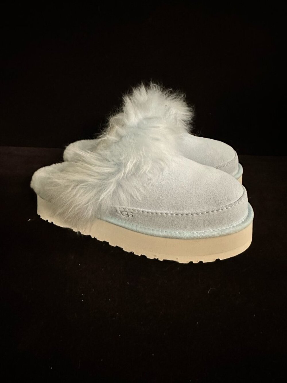 UGG Disquette Chalet Slippers Reef Blue Platform Suede Size 9